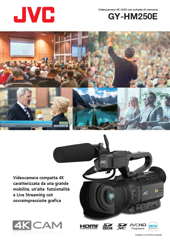 Brochure videocamera 4K UHD GY-HM250E